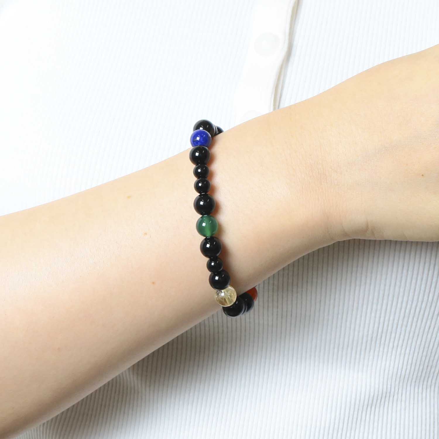 七色玉ゴムブレスレット_厄除け・守護