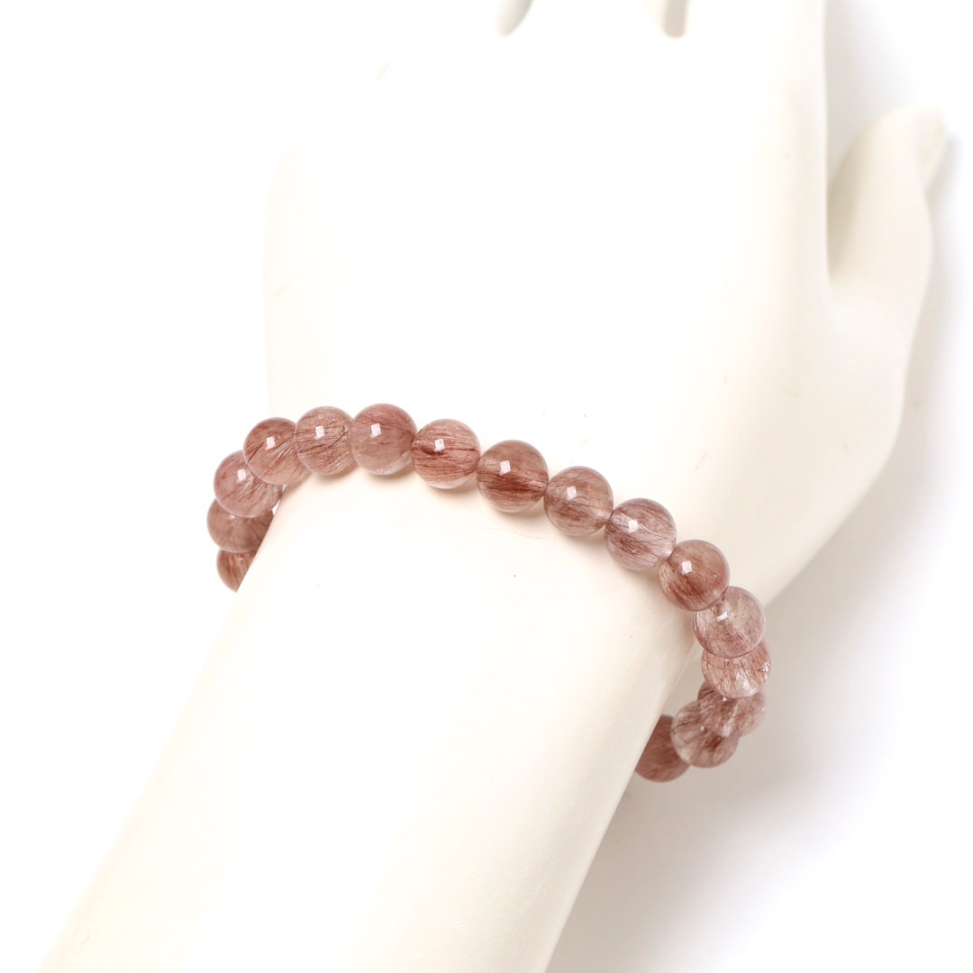8.0-8.4mmレッドルチルクォーツブレスレット レッドルチルクォーツ 8ミリブレスレット