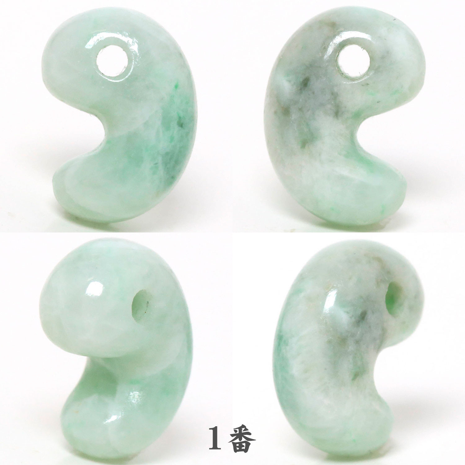 帶留 砡製 翡翠　鯉の滝登り  pur緑　12g 糸魚川ヒスイHC（緑） 出雲型勾玉 10ミリ