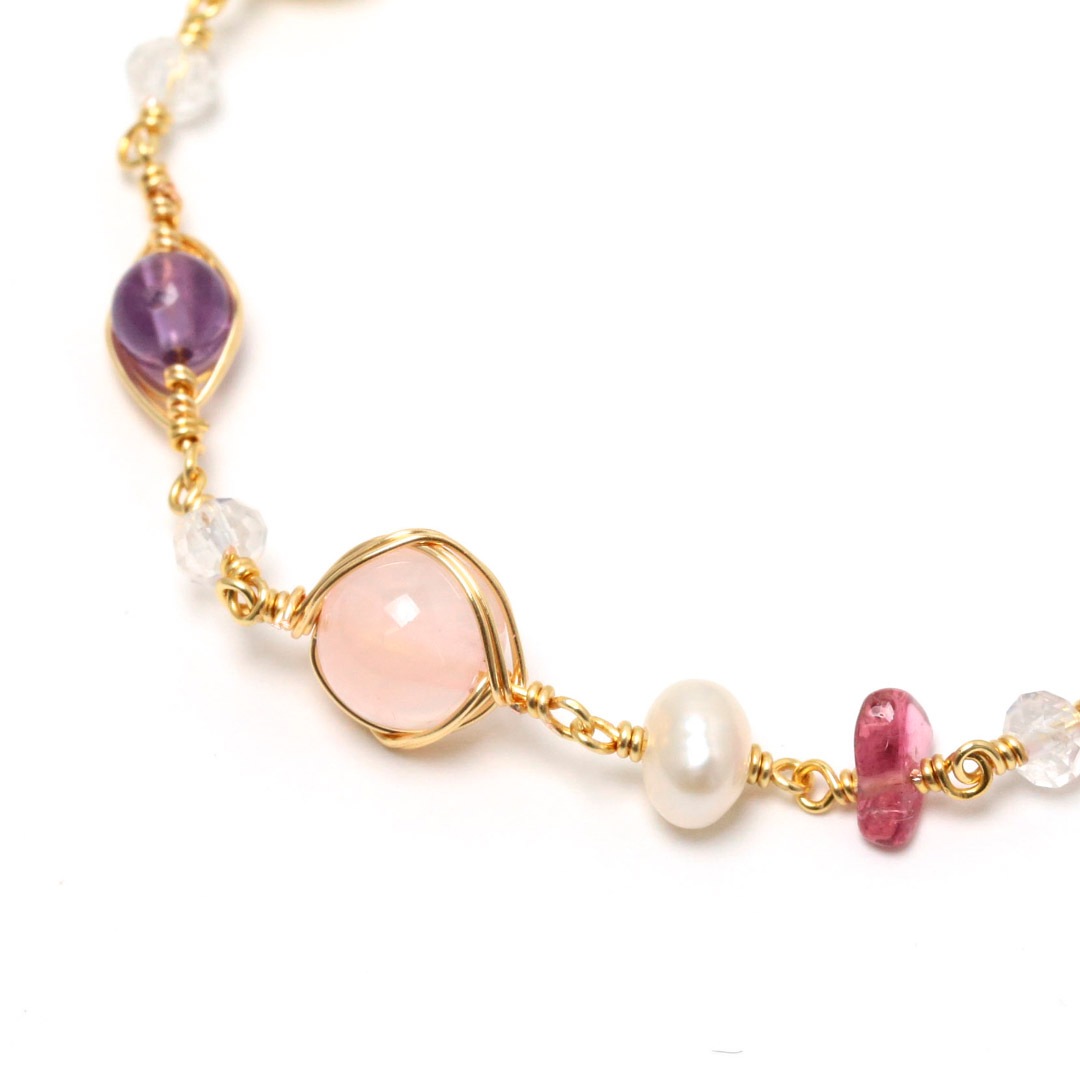 出雲巻ひとつむぎ】ブレスレット（ピンク） ゴールド