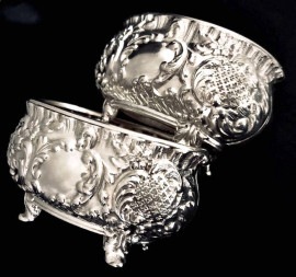 英国アンティーク マッピン&ウエッブ シルバー  調味料/小物入れ ボウル スタンド付 ビクトリア期 1894年 シェフィールド 純銀 カトラリーセット /全刻印 アンテークカトラリー 英国雑貨 英国
