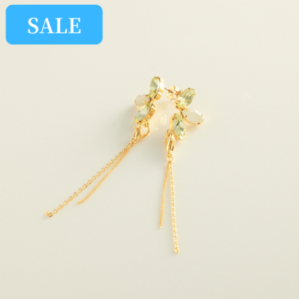 バイカラーリーフビジューピアス