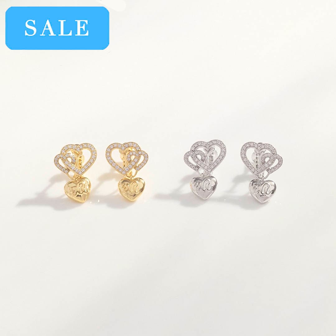 aaロゴツインビジューハートイヤリング