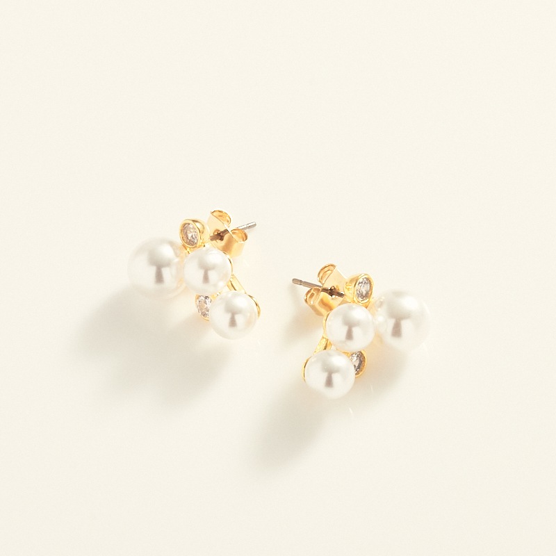 トリプルパールストーンピアス