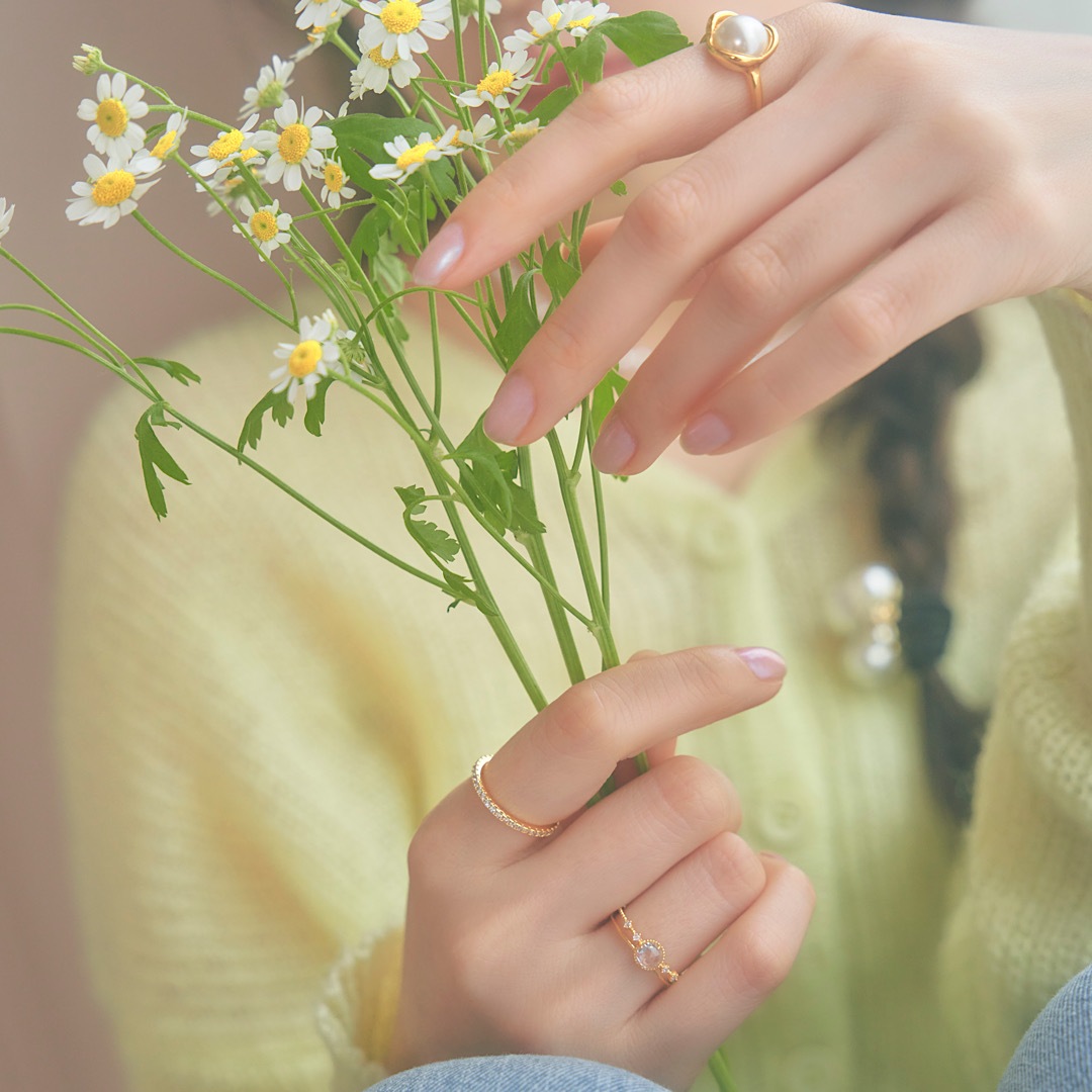 ニュアンスフラワーパールリング