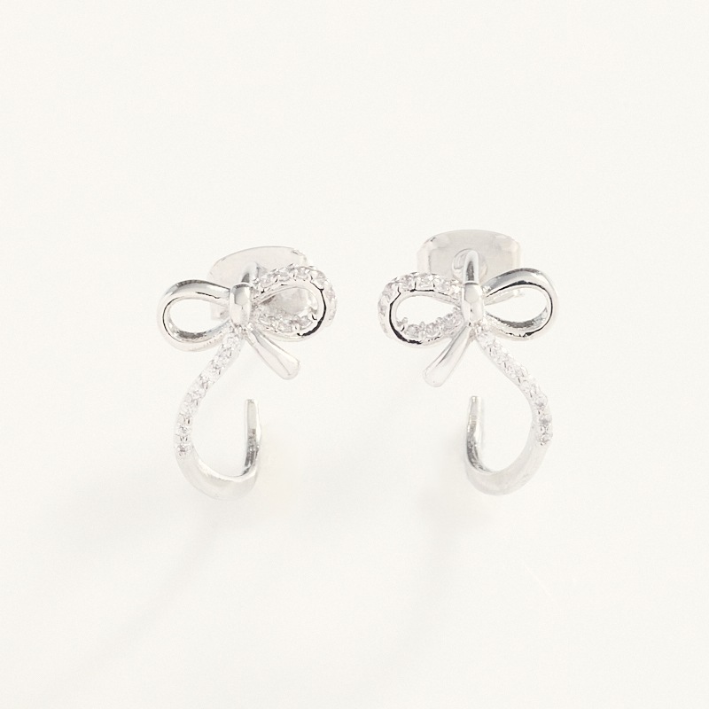 リボンビジューフープピアス