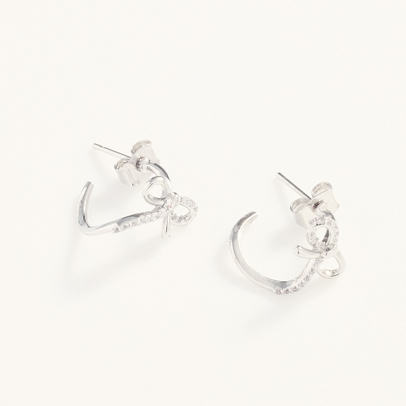 リボンビジューフープピアス