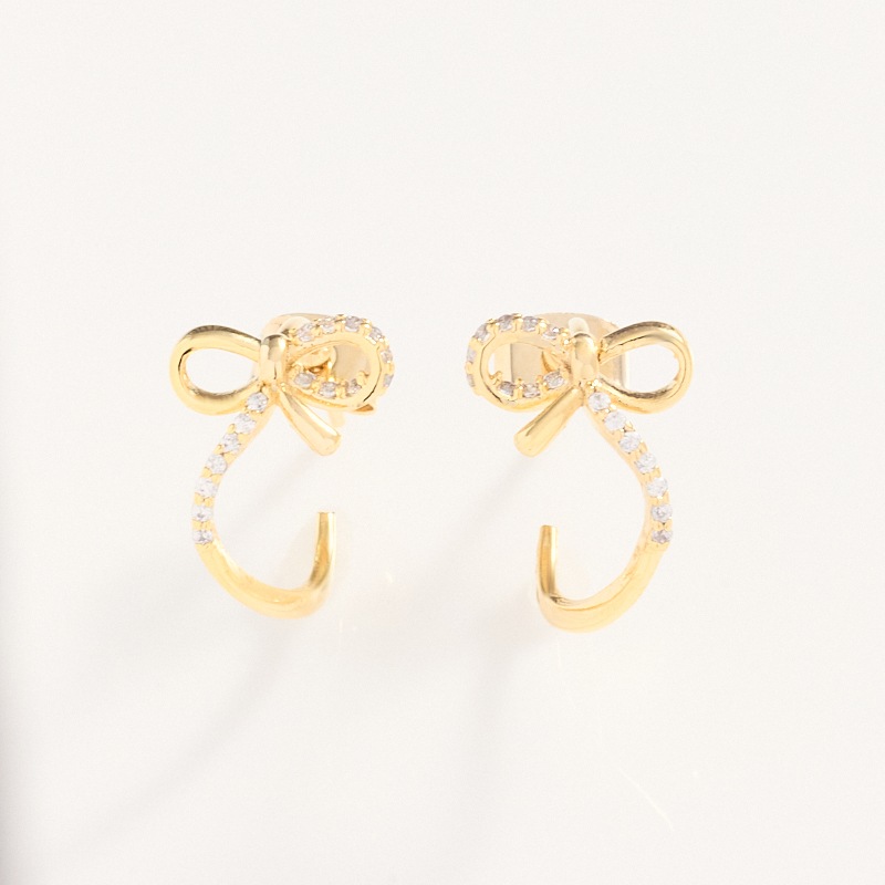 リボンビジューフープピアス