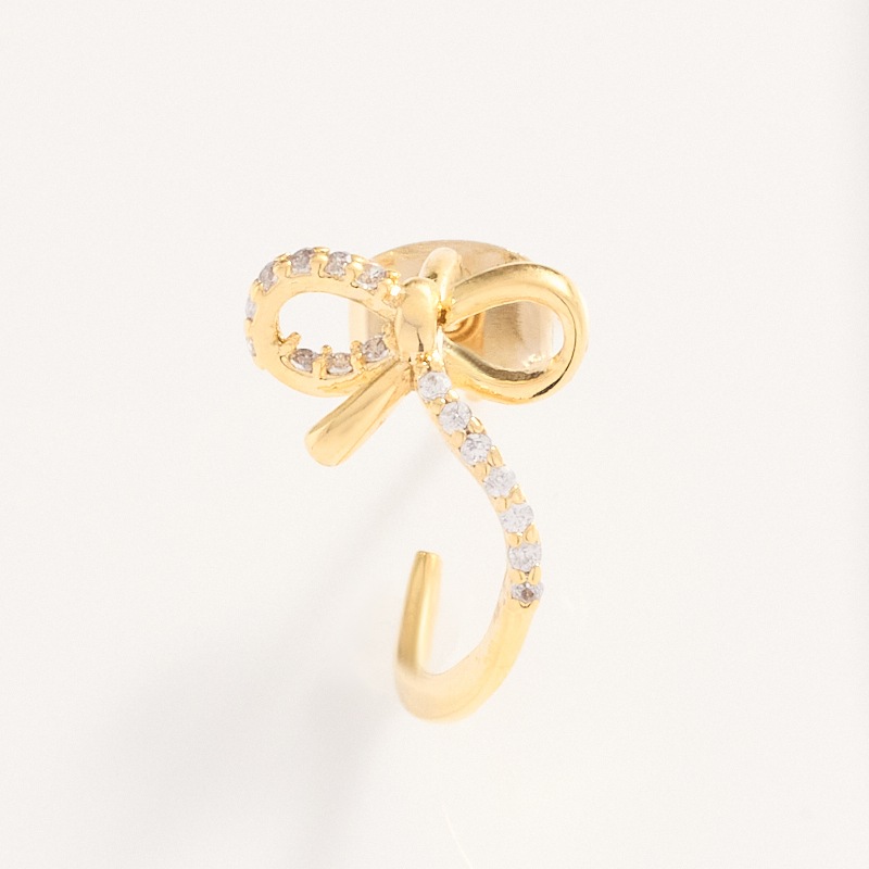 リボンビジューフープピアス