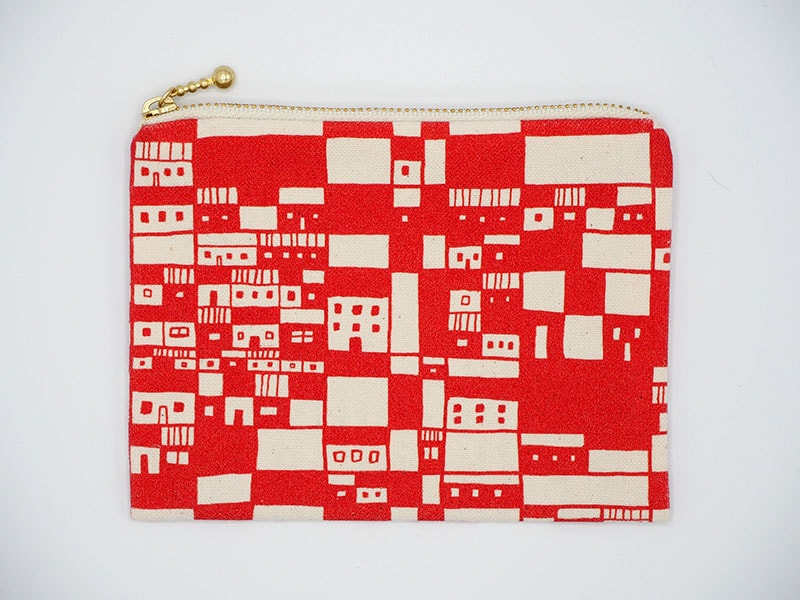 【ポーチS】佐世保街並（赤）