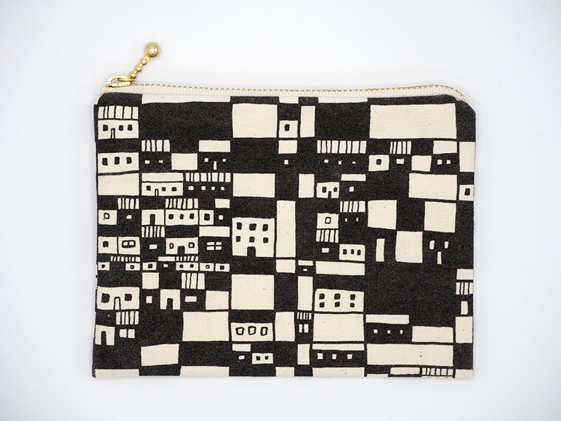 【ポーチS】佐世保街並（黒）