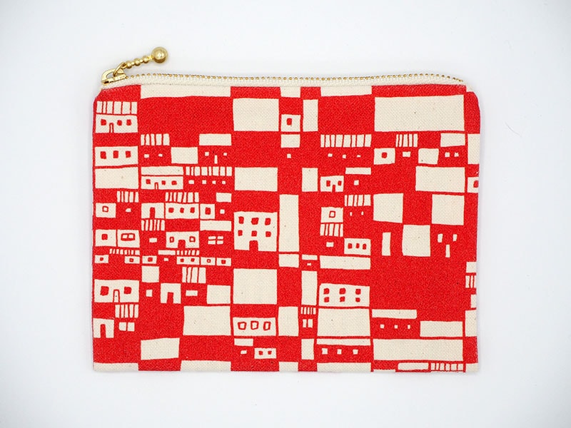 【ポーチM】佐世保街並（赤）