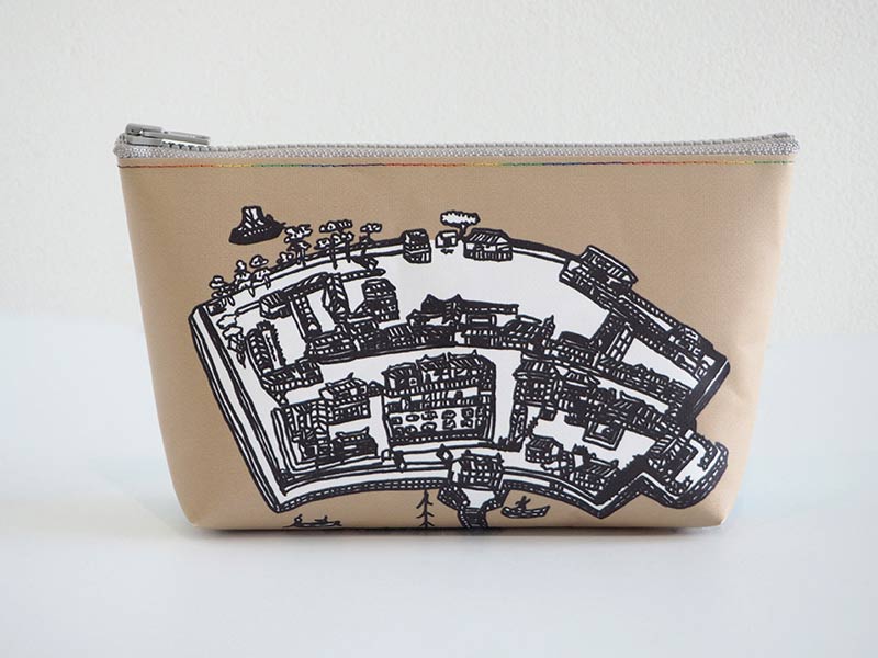 【ターポリンポーチ】長崎出島線画 ブラック