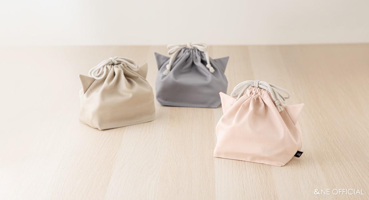 お弁当袋きんちゃく　ねこ