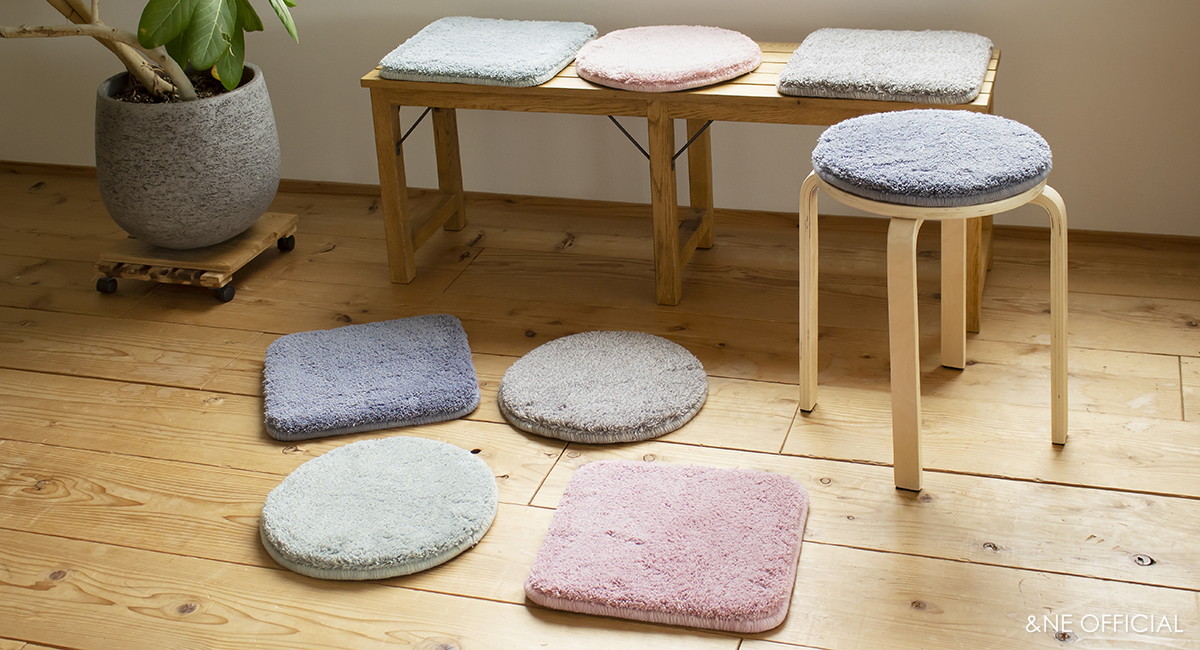 低反発シャギーチェアパッド  Pale