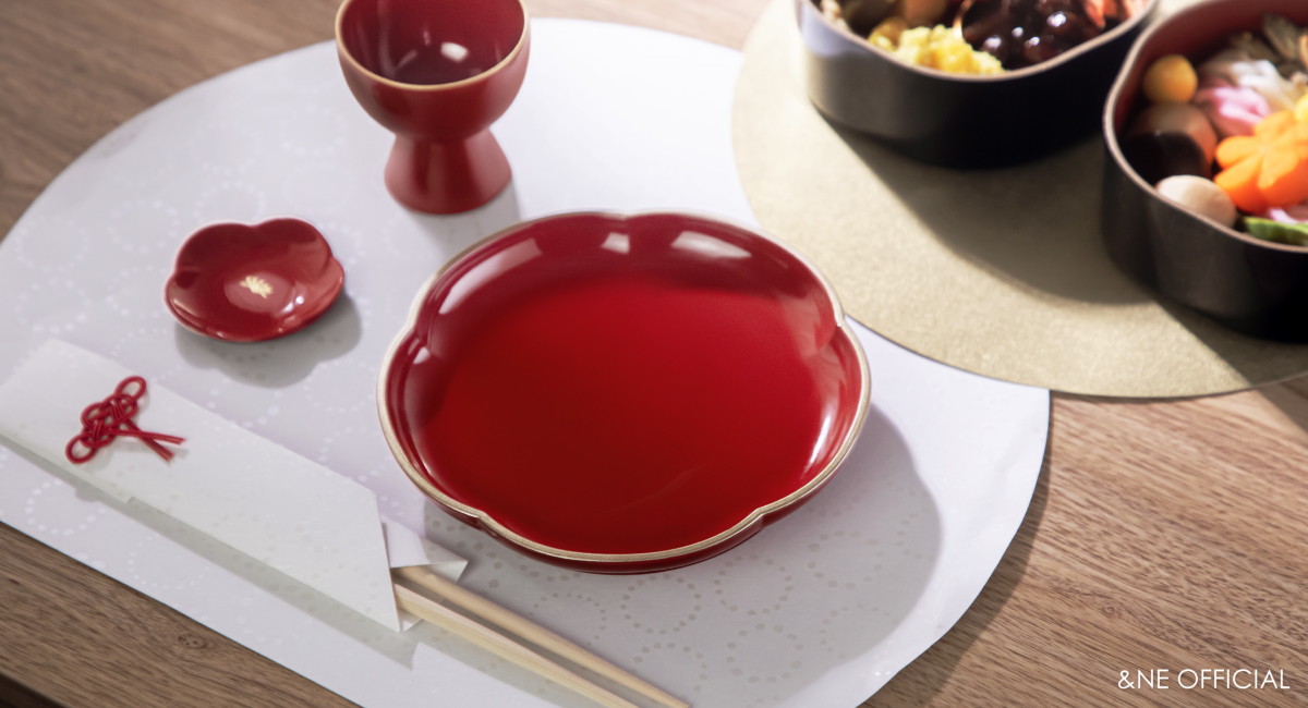 ハレとケ　山中塗り　梅高台皿