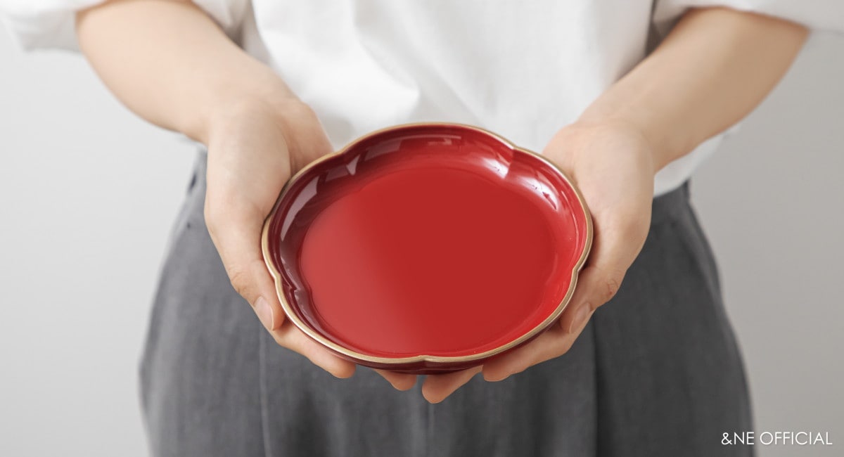 ハレとケ　山中塗り　梅高台皿