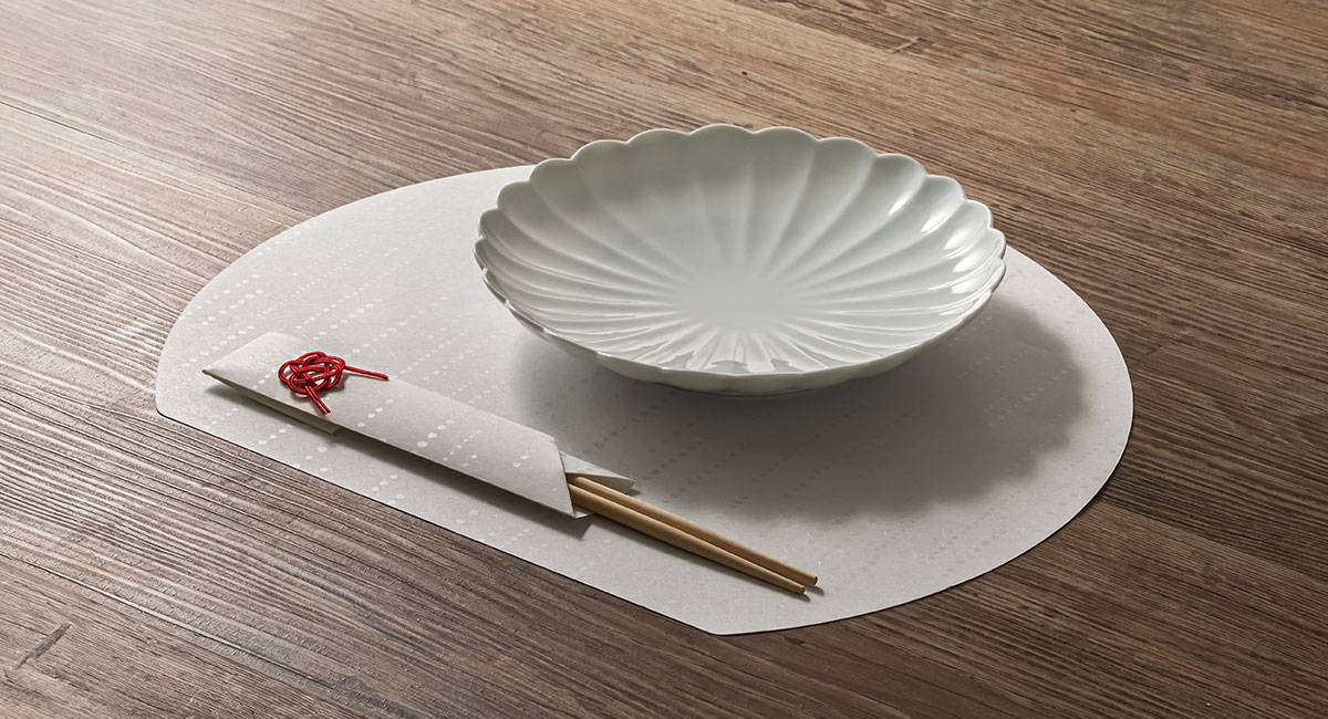 ハレとケ　美濃和紙 半月お膳敷紙