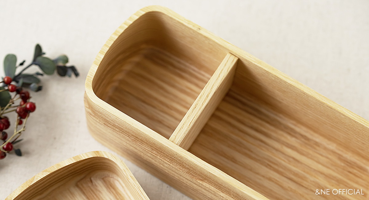 ハレとケ 銘木くりぬき弁当箱 ホワイトアッシュ