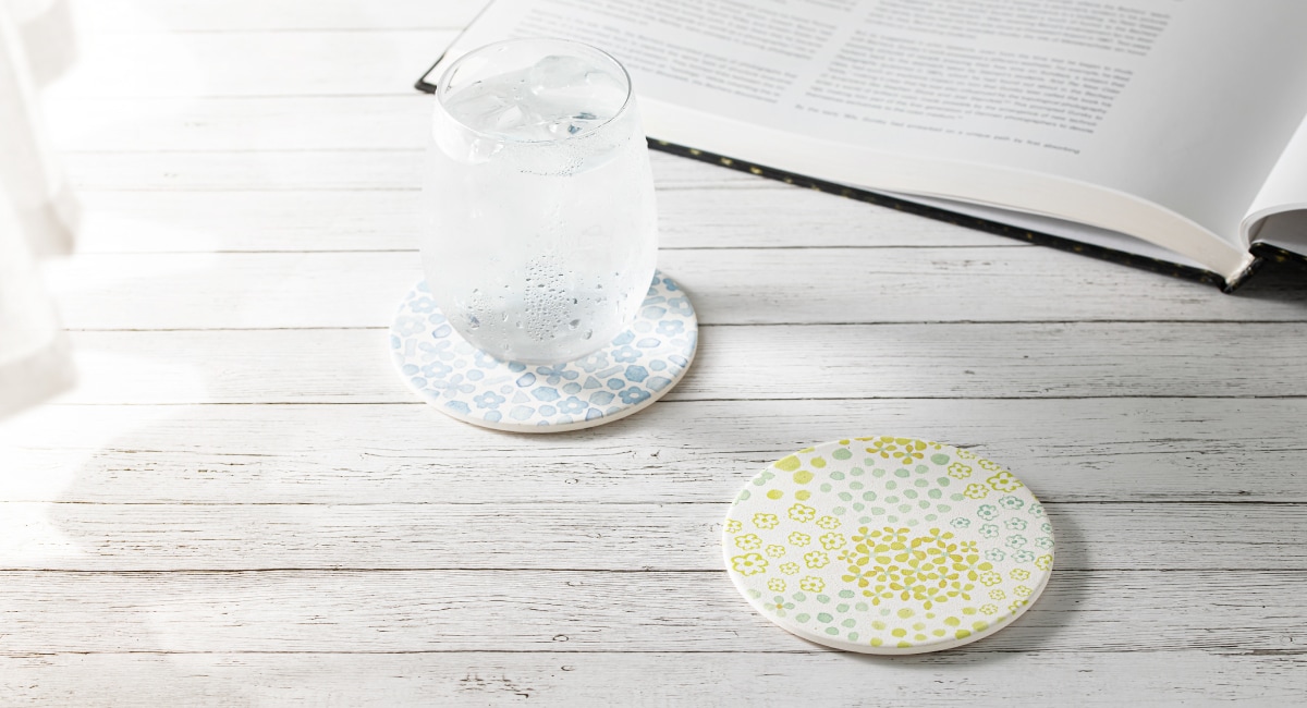 陶器珪藻土コースター ステンドフラワー