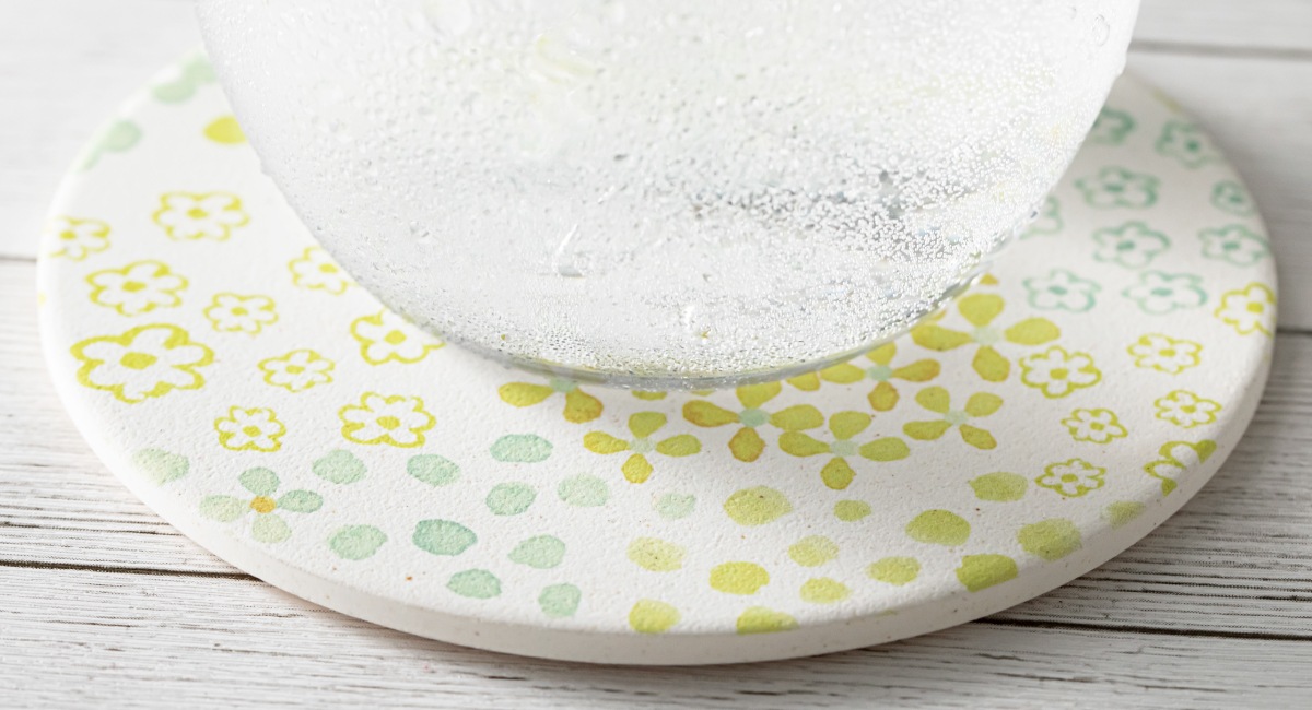 陶器珪藻土コースター ステンドフラワー