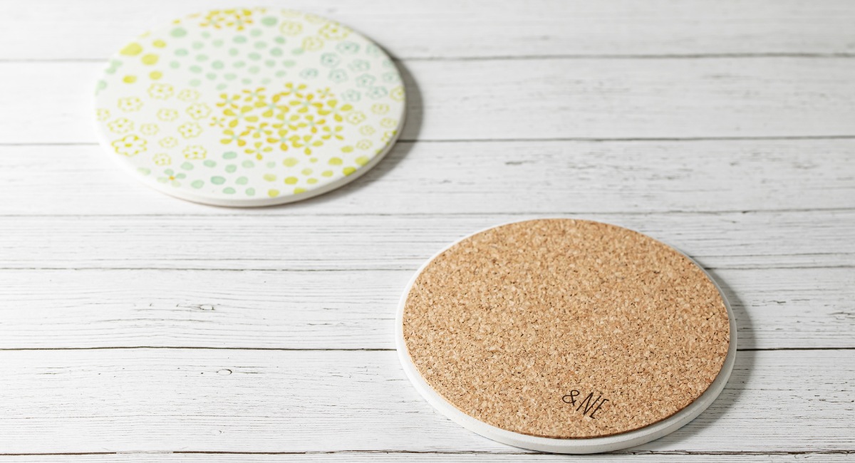 陶器珪藻土コースター ステンドフラワー