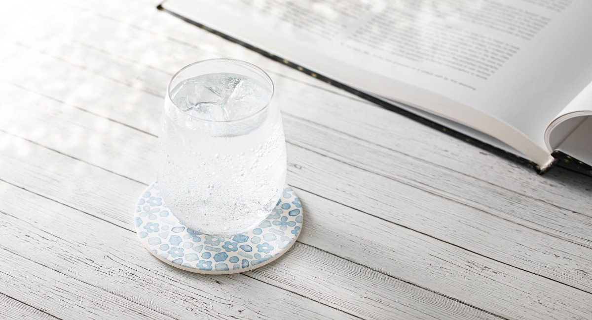 陶器珪藻土コースター ステンドフラワー