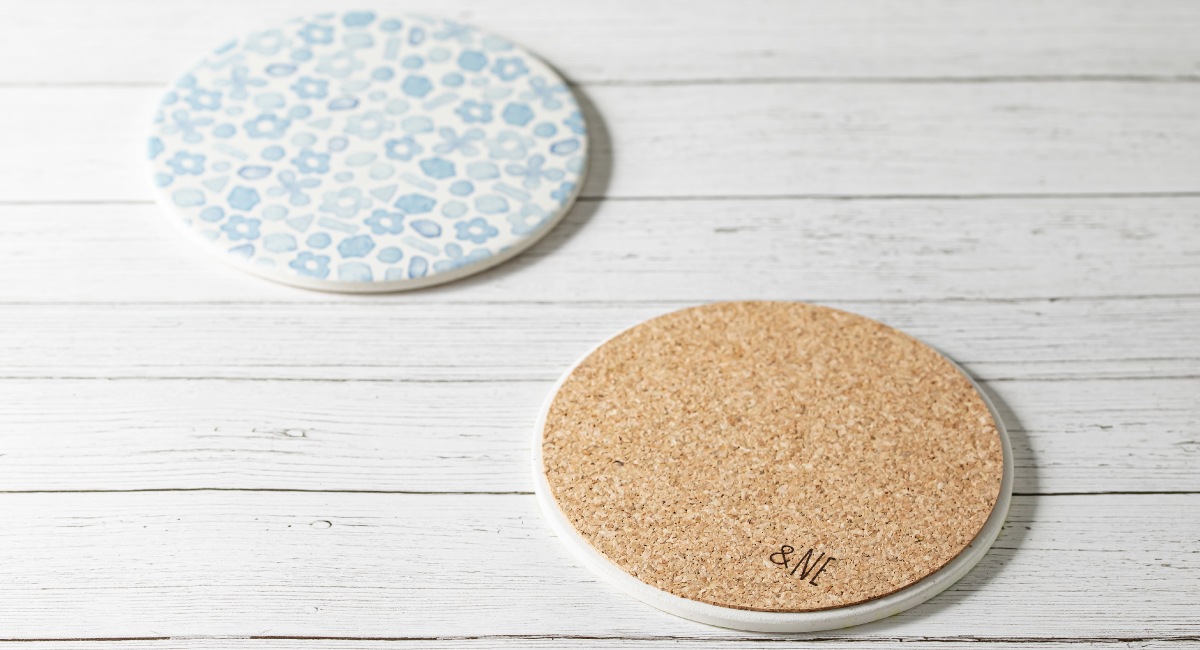 陶器珪藻土コースター ステンドフラワー