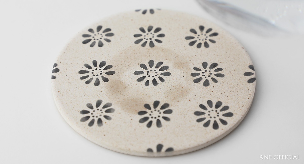 陶器珪藻土コースター　WAGARA 墨絵