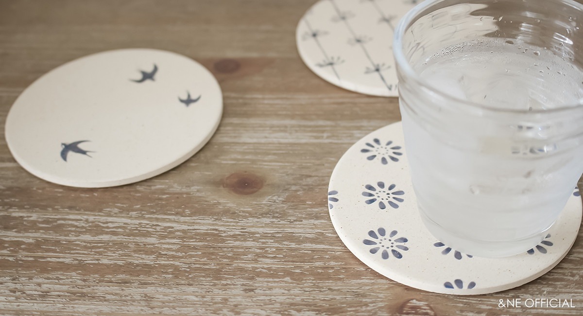 陶器珪藻土コースター　WAGARA 墨絵