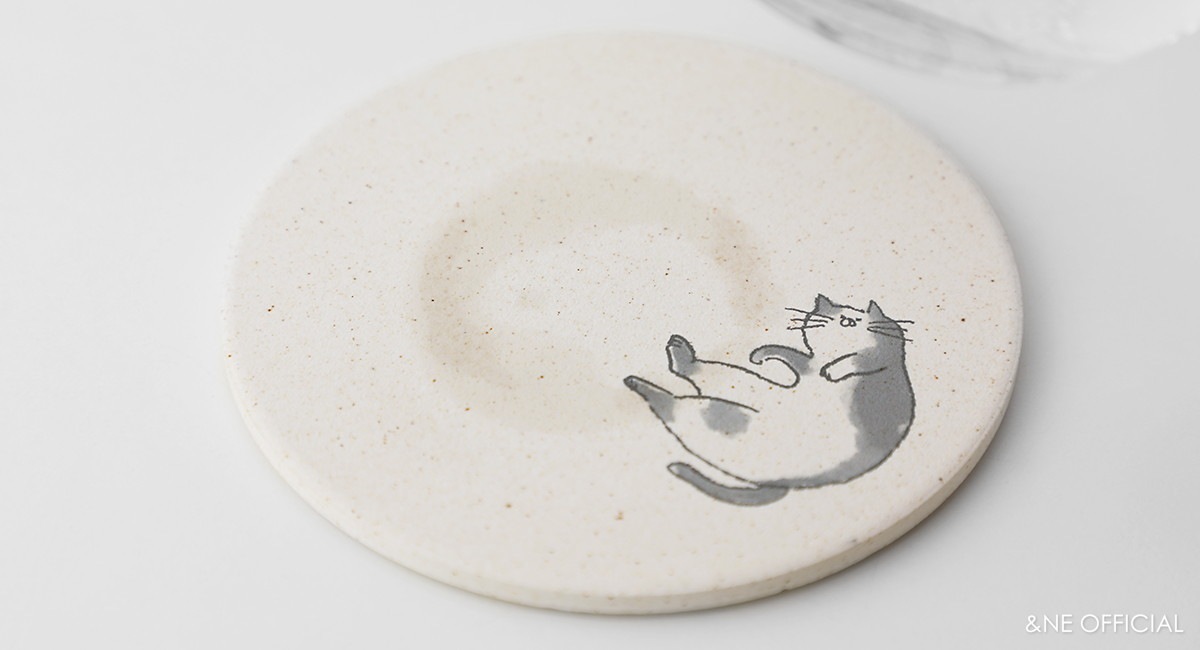 陶器珪藻土コースター neko | 素材で探す,珪藻土 | &NE official