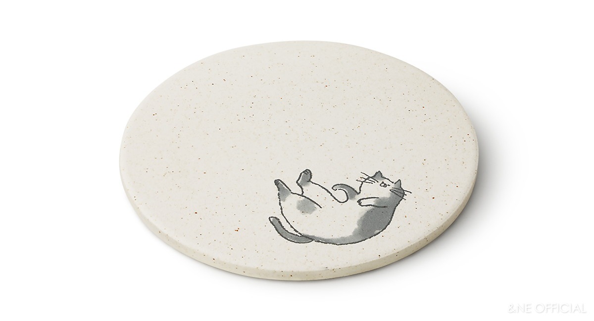 陶器珪藻土コースター neko