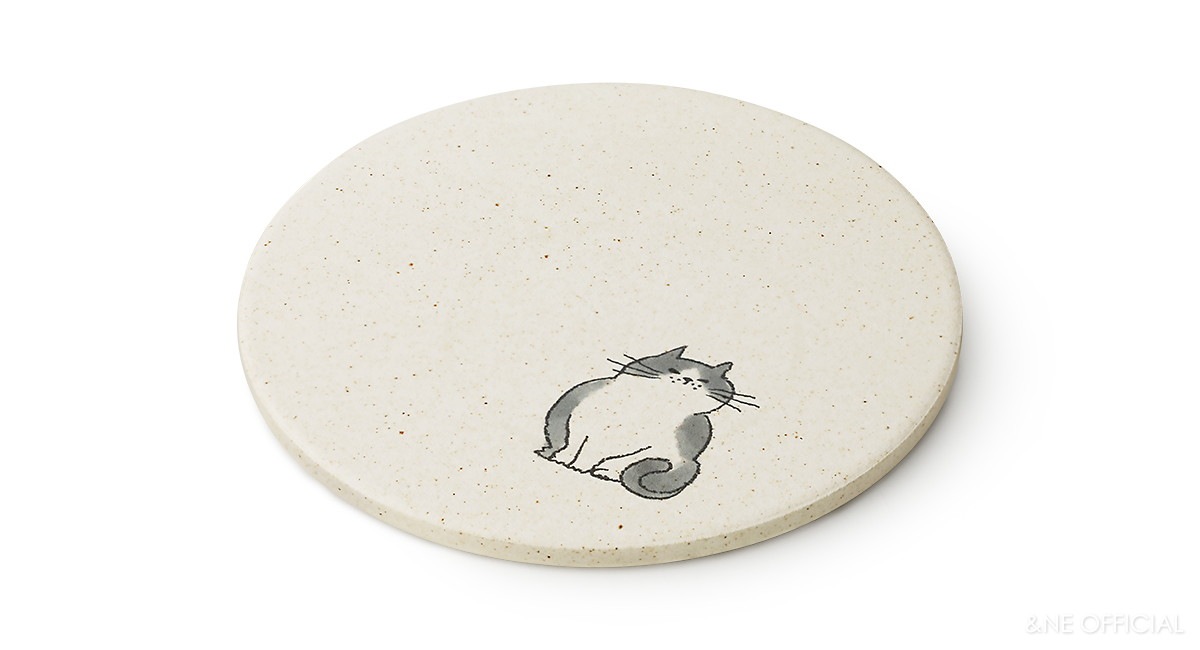 陶器珪藻土コースター neko