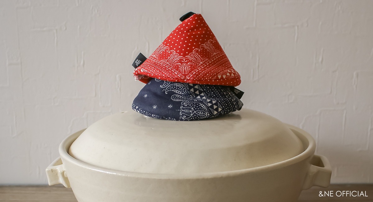 三角鍋つかみ(ペイズリー・タイダイ・HOKUO・レトロ・フラワー・ベジ)