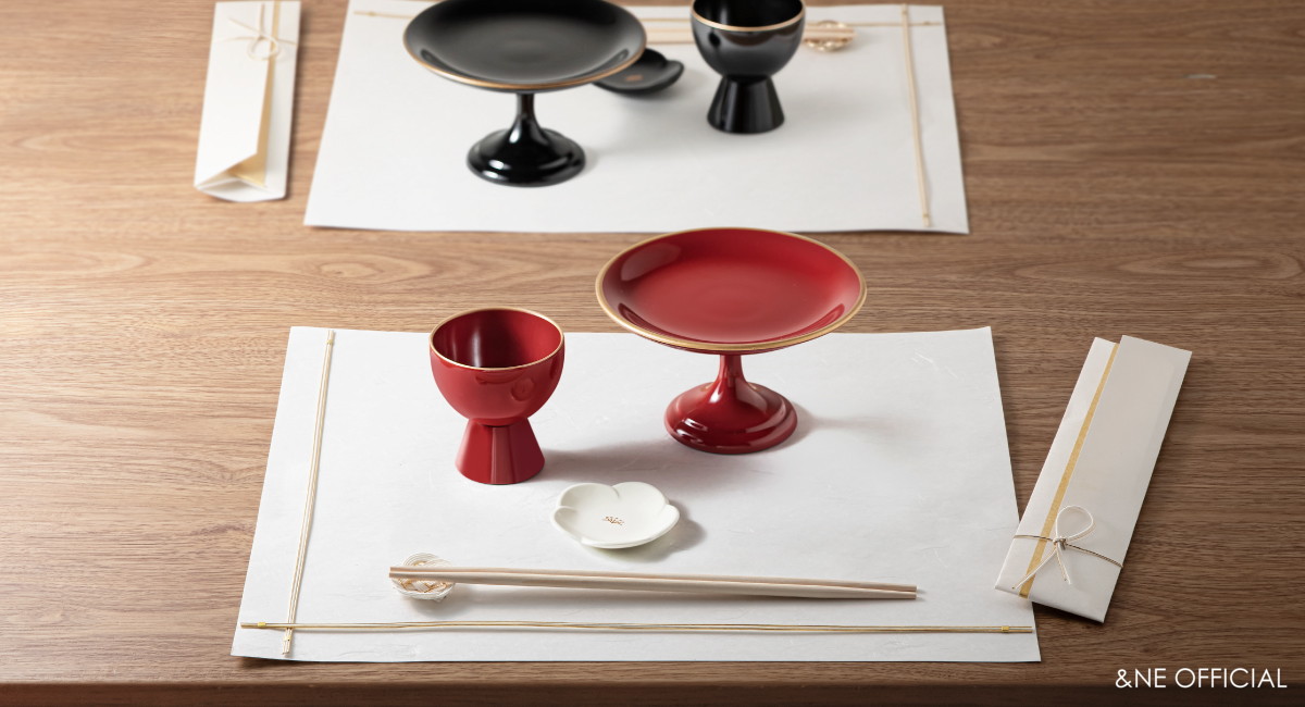 ハレとケ　飯田水引　敷紙・箸・箸置きセット