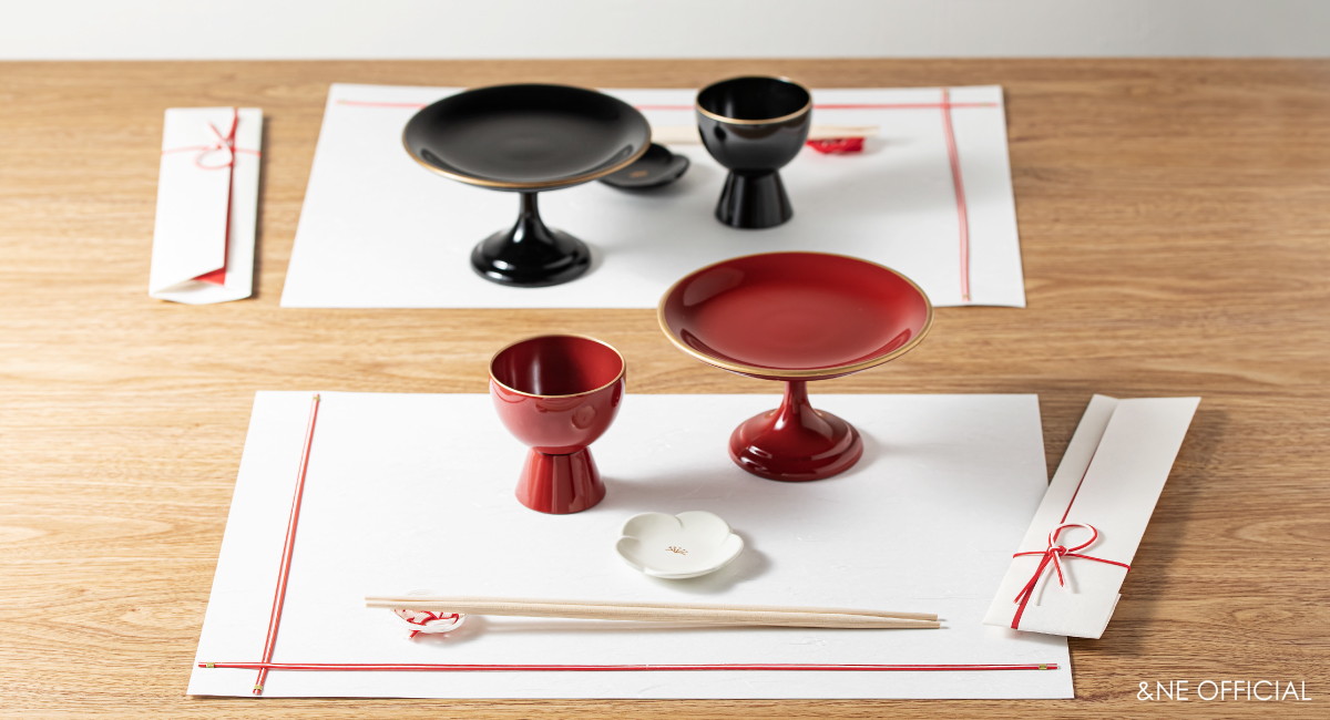 ハレとケ　飯田水引　敷紙・箸・箸置きセット