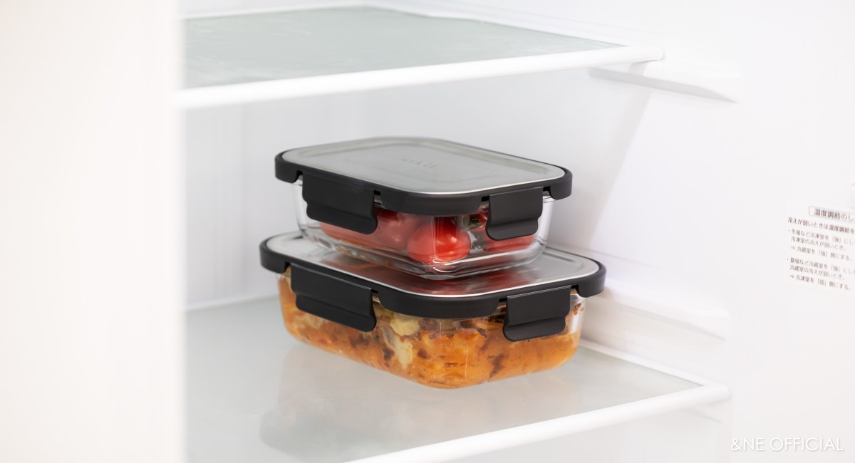 nikii 耐熱ガラス保存容器(ステンレス蓋)S ブラック