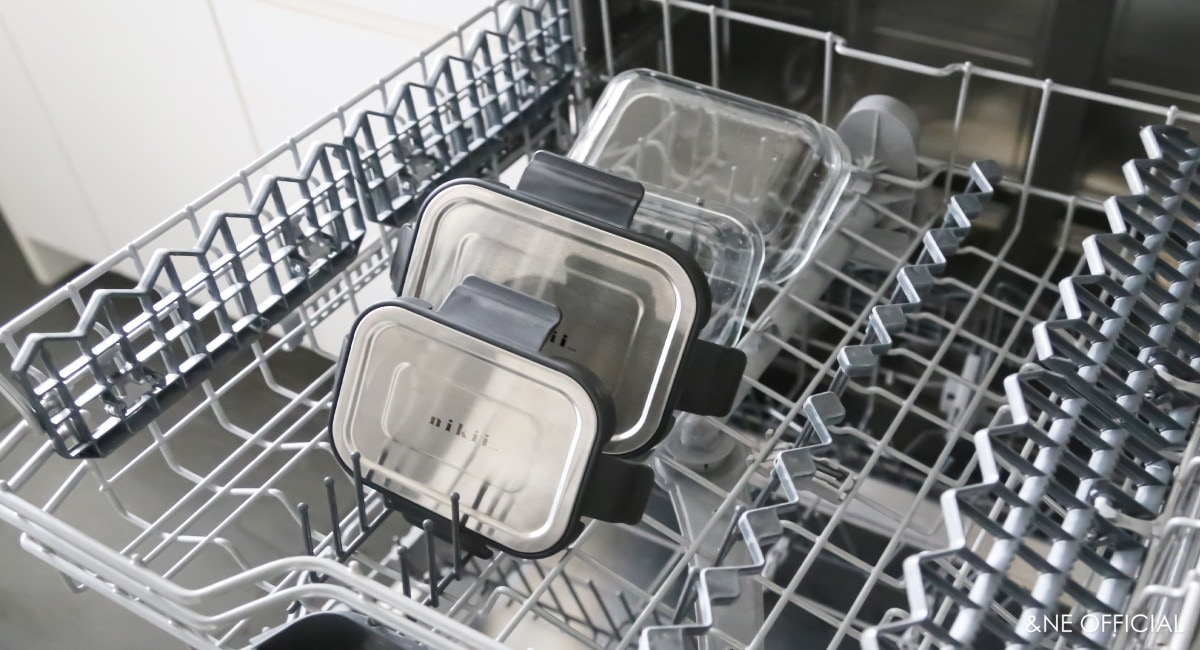 nikii 耐熱ガラス保存容器(ステンレス蓋)S ブラック