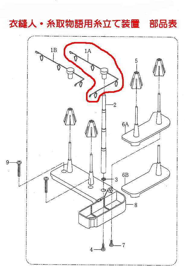 衣縫人・糸取物語用4本糸用糸立て糸案内 | 家庭用ミシン関連用品
