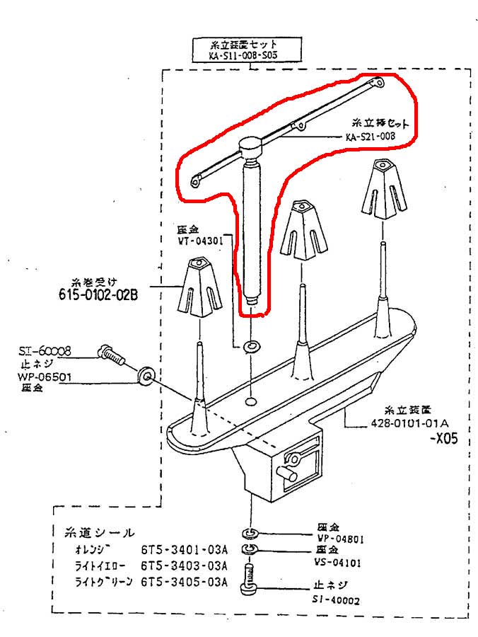 ベビーロック 3本糸ロックミシン（BL3-438など）用糸立て糸案内（組 