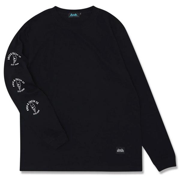 ＜ネコポス発送＞ ARCH（アーチ）　T324114  BLK　バスケットボール　Ｔシャツ　scoop ice cream L/S tee　24FW