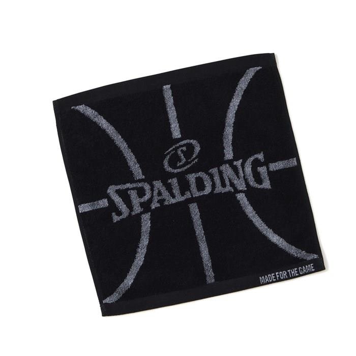 ＜ネコポス発送＞ SPALDING（スポルディング）　SAT211260　バスケットボール　ジャカード スクエア タオル ボールモチーフ ブラック　24FW