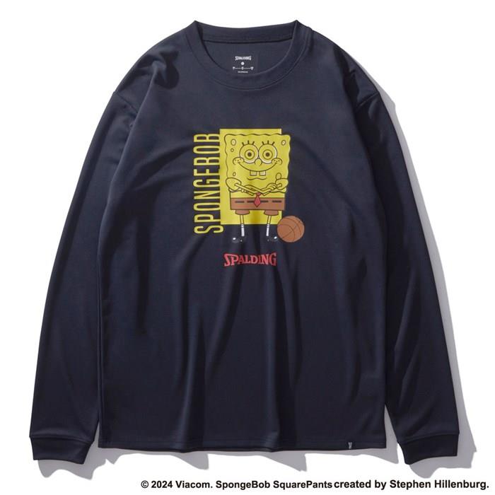 ＜ネコポス発送＞ SPALDING（スポルディング）　SMT24142S　1000　バスケットボール　ロングスリーブTシャツ スポンジ・ボブ バスケットボール フリーク　24FW