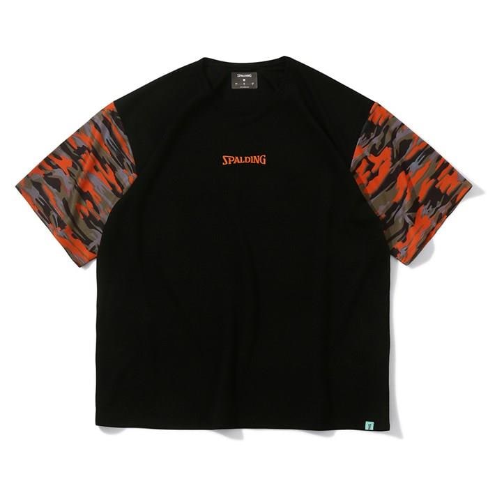 ＜ネコポス発送＞ SPALDING（スポルディング）　SMT24006　1076　バスケットボール　Tシャツ オーバラップド カモ スリーブ　24SS