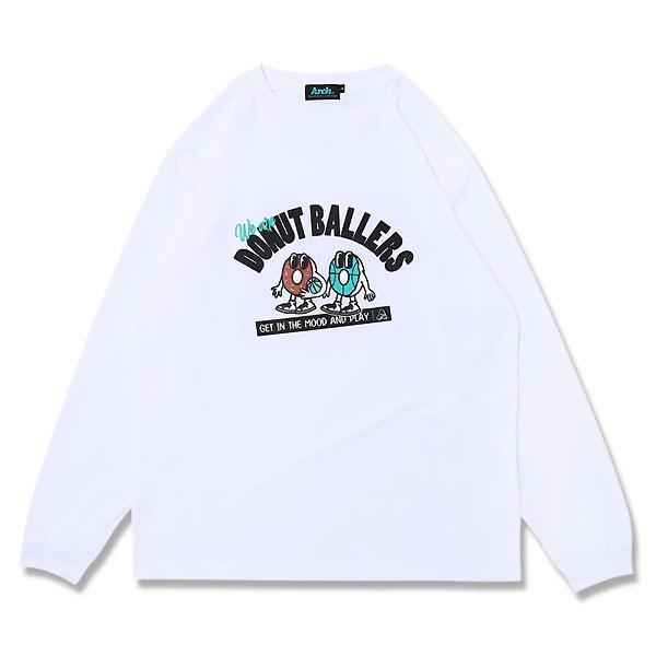 ＜ネコポス発送＞ ARCH（アーチ）　T324128  WHT　バスケットボール　Ｔシャツ　donut ballers L/S tee DRY　25SS