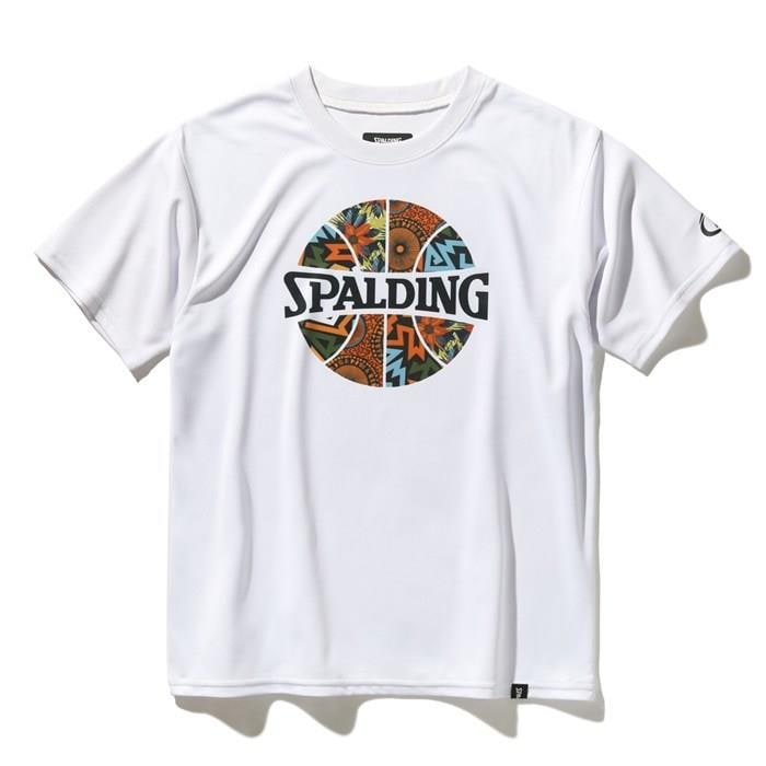 ＜ネコポス発送＞ SPALDING（スポルディング）　SJT25053　2000　バスケットボール　ジュニア アフリカン バティック ボールプリント Tシャツ　25SS