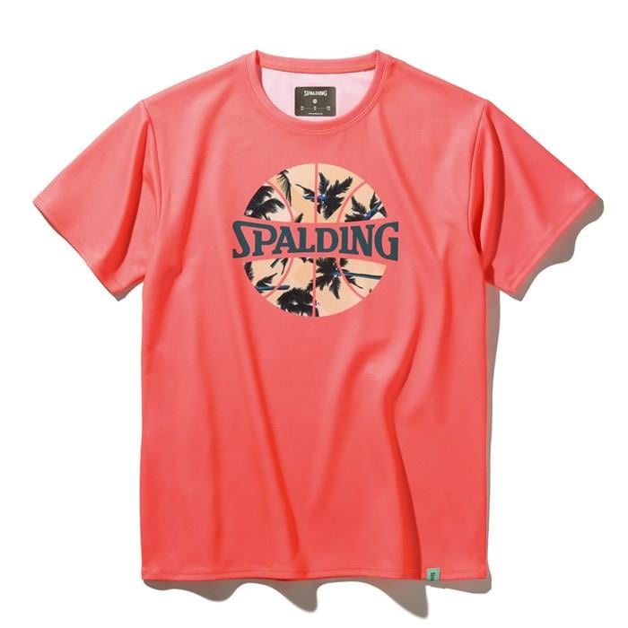 ＜ネコポス発送＞ SPALDING（スポルディング）　SJT25057　7700　バスケットボール　ジュニア パームツリー ボールプリント Tシャツ　25SS