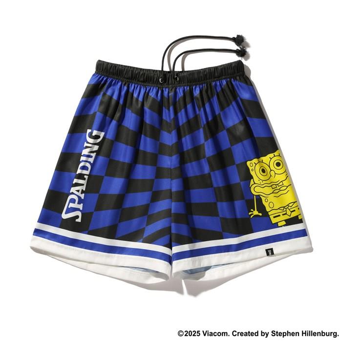 ＜ネコポス発送＞ SPALDING（スポルディング）　SJP25064S　5810　バスケットボール　プラパン　ジュニア スポンジ・ボブ チェッカーフラッグ 布帛ショーツ　25SS