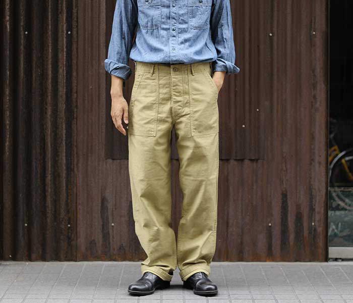 ͽ(Ϥͽ 8ʹ) orSlow   ١ եƥѥ 5002 ٥ѥ 쥮顼եå KHAKI US ARMY FATIGUE PANTS Button Fly (01-5002-40-RESERVE)