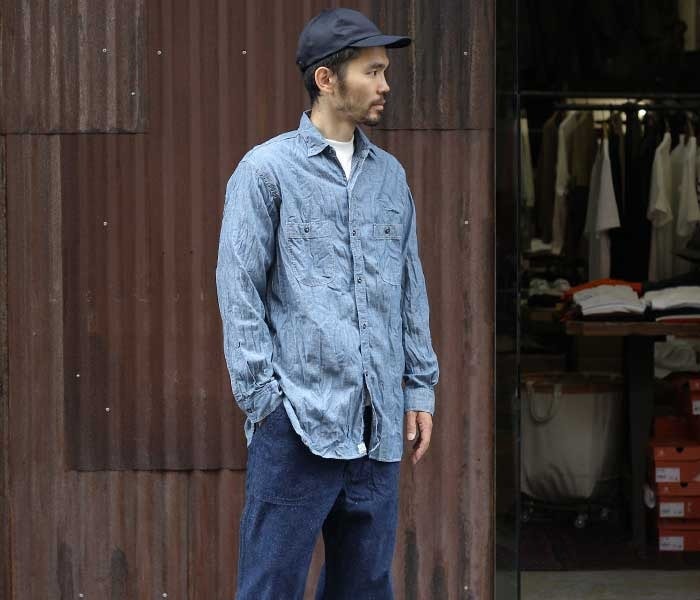 オアスロウ orSlow シャンブレーシャツ マチ付き サイズ3